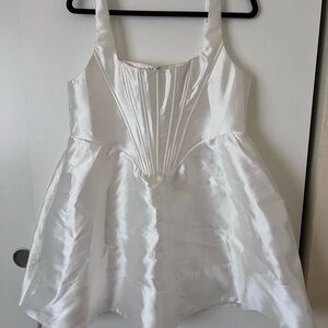 White Satin Bridal Corset Top Dress